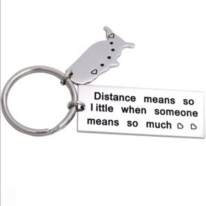 New Silver Tone Long Distance Friendship Relationship Keychain